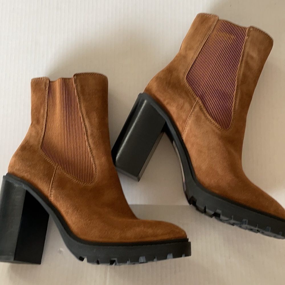 Chelsea & Violet Filip Lugged Block Booties Suede